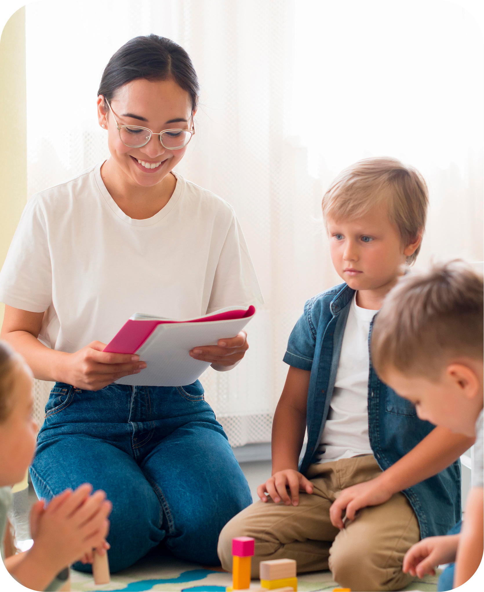 Teacher with students